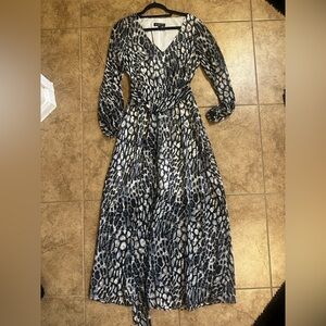 INC International Concepts Black and Gray Long Sleeve Dress